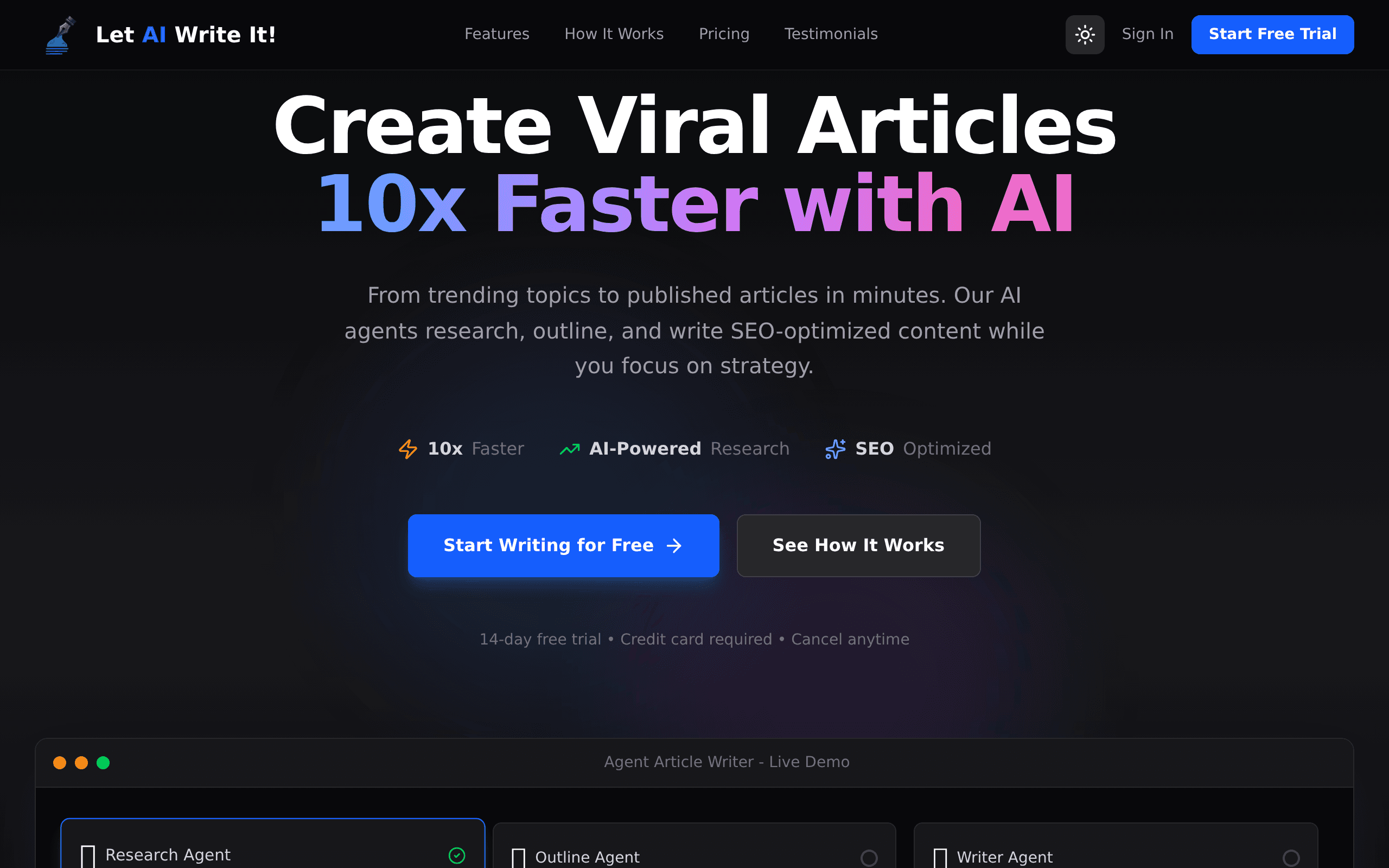 Let AI Write It homepage screenshot